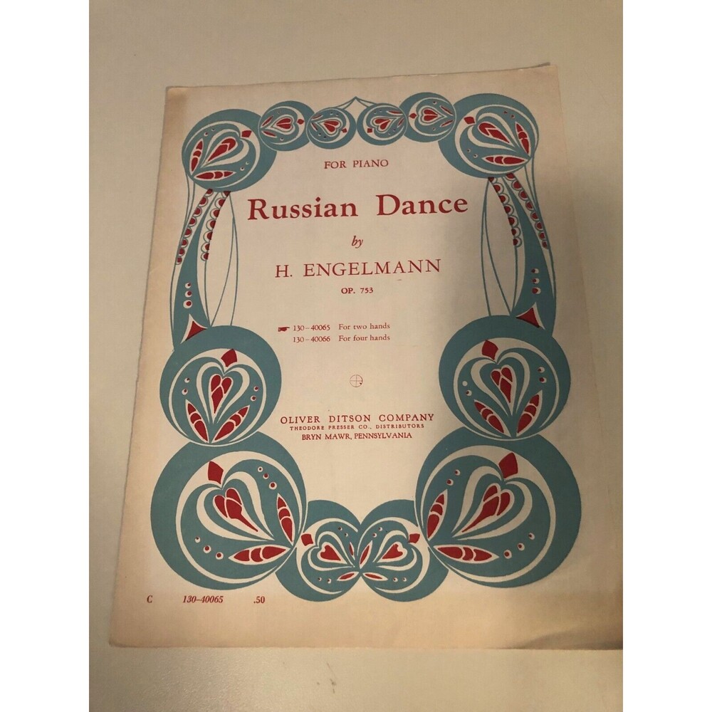 Vintage Sheet Music Russian Dance‎ For Piano H Engelmann 1934 Op. 753